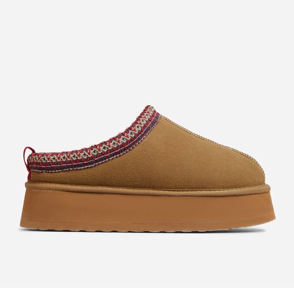 Tan Chestnut Cozy Faux Slip on Boot Slipper